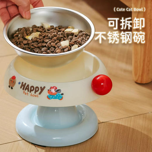 猫咪冰淇淋加高护颈碗 不锈钢碗可拆卸 大口径宠物食具食盆狗碗批发 商品图0