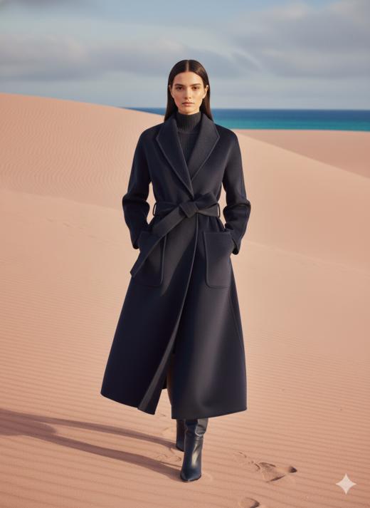 立领双袋双面手工羊绒大衣 商品图4