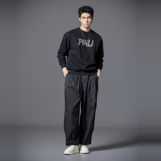 PINLI品立2025秋冬新款潮牌立体字母印花卫衣男宽松套头休闲上衣BG253109013 商品图4