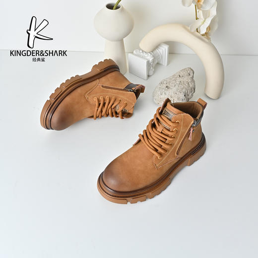 经典鲨2025年冬季新品内里天鹅绒保暖舒适男士工装短靴KF25-555051 商品图2