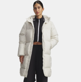安德玛女子UA Limitless热冬系列700蓬长款鸭绒羽绒服1384649-110