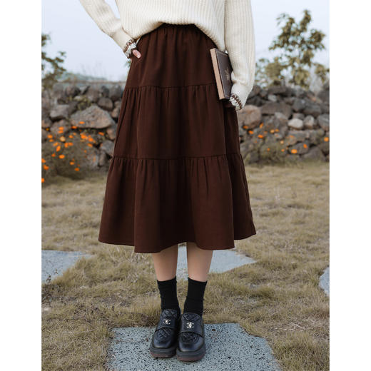 鹿向南《镜花月梦》 法式蛋糕裙a字半身裙女2025秋冬新款中长裙子 商品图1