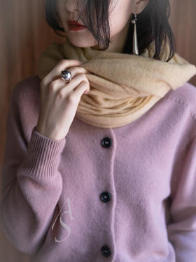 JAI 25AW 灰湖蓝/碳灰色/萱草黄/褐玫瑰/浅米色薄雾尼泊尔羊绒薄雾围巾