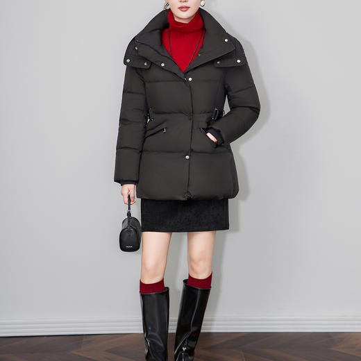 「高货wl」全新升级【铂金会员533/天猫719/差价186】(12154)洛诗琳收腰显瘦中长款羽绒服2025冬季新款保暖连帽外套女 商品图0