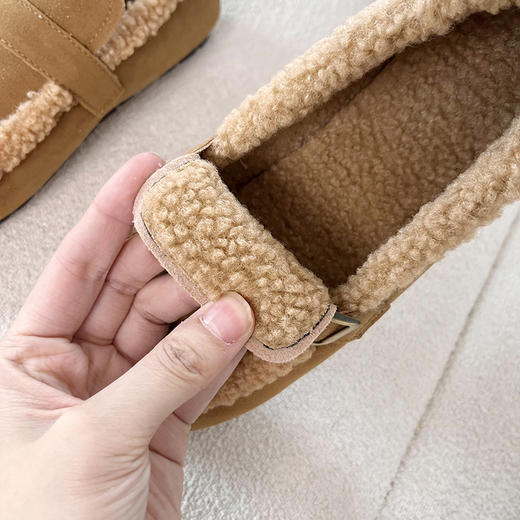 D111309森系复古加绒乐福鞋女2025秋冬款一脚蹬软底勃肯鞋棉鞋 商品图14