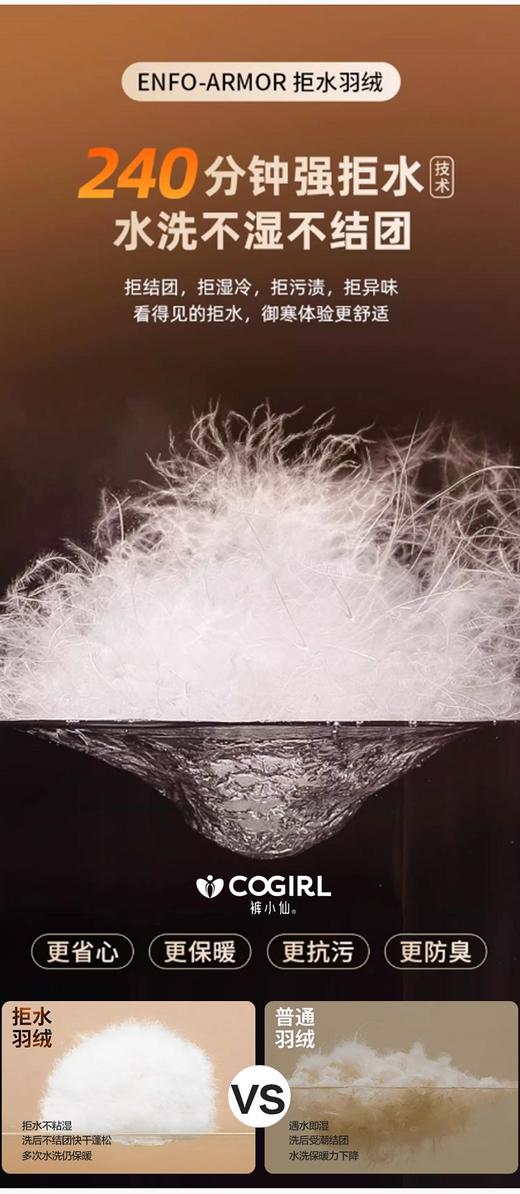 【多妈团购 0度鹅绒小白T男女款7610，129/件  248/2件】填充白鹅绒 含绒量90%，保暖、轻盈、柔软、机洗水洗不结团，无异味不跑绒-拟盛 商品图5