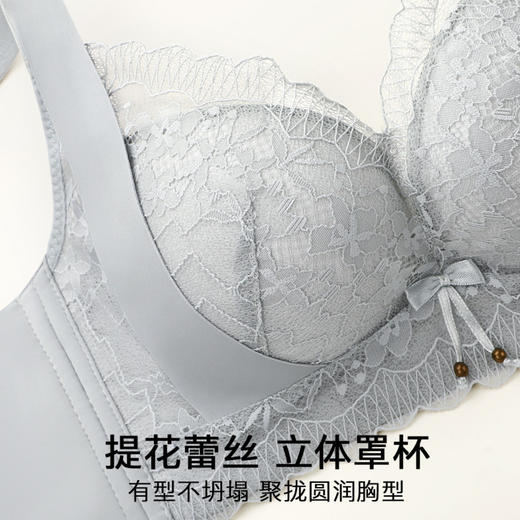 时秋晴雨 文胸(VIP)【小胸聚拢显大】时尚蕾丝侧收防外扩提拉防垂调整型女士文胸 商品图4