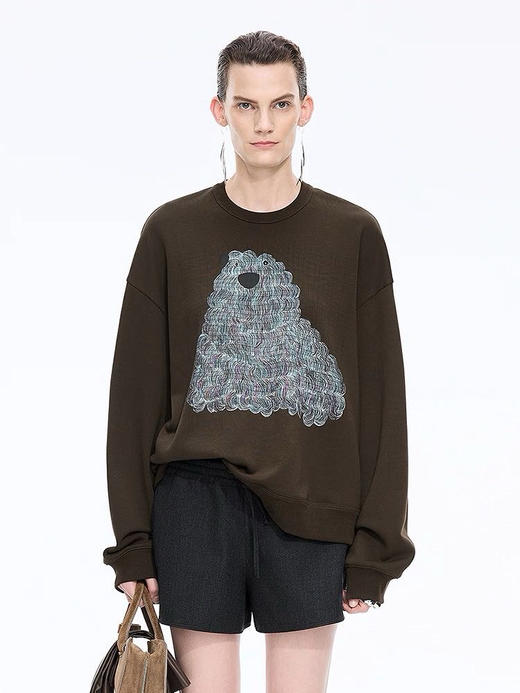 【秒杀价已调 直接拍】JNBY 松弛感 抽象 潦草小狗 图案 宽松套头卫衣 商品图6