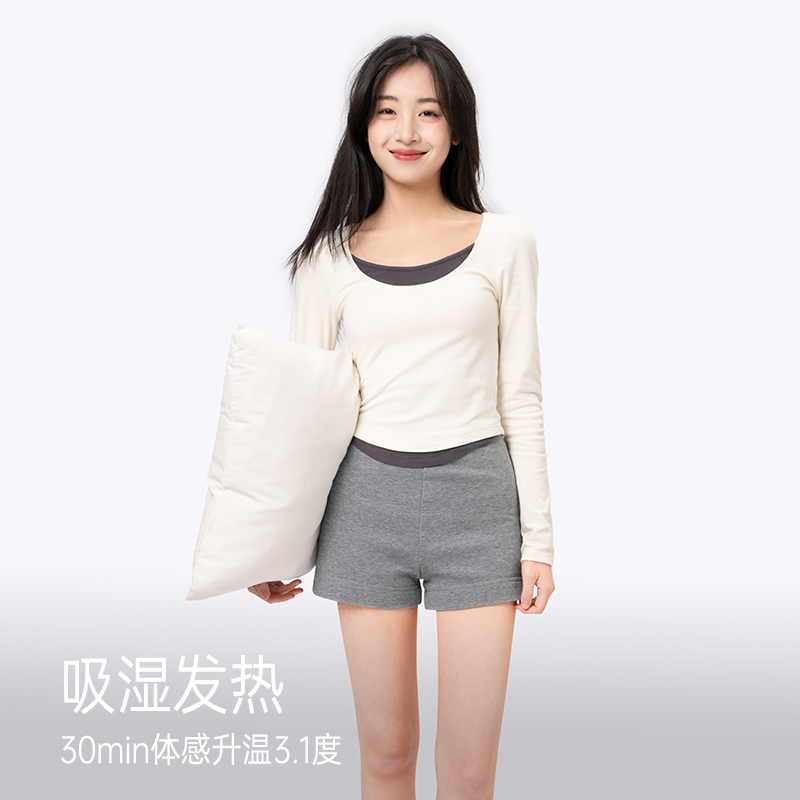 靴下物新款春秋保暖内衣女圆领内搭修身显瘦打底衫假两件长袖上衣