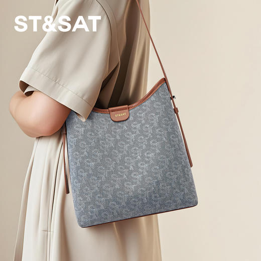 星期六丹宁老花时髦大容量通勤托特包SSD521A0BH 商品图4