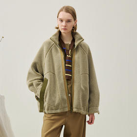 谜底毛毛大衣长袖2025年冬季新品保暖大廓形舒适绣花女254MD1674