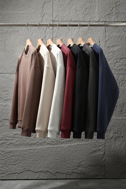 D111337冬季复古羔级感内里加绒圆领卫衣男女同款 商品图0