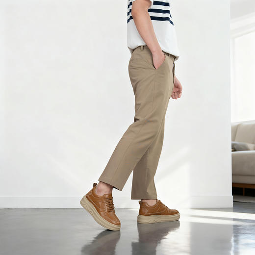 舒乐高鞋子男款增高鞋8cm男鞋透气板鞋休闲鞋厚底棕色鞋男 商品图1