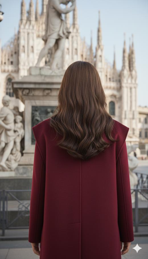 HN 围巾款插肩袖双面手工中长款大衣 商品图2