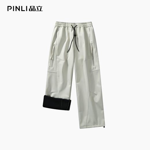 PINLI品立2025冬季新款男士加绒加厚纯色百搭宽松直筒休闲长裤潮GD253117179 商品图6