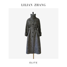 定制—静奢风—英伦老钱—经典轻奢人字纹羊毛长款毛呢大衣 2506007