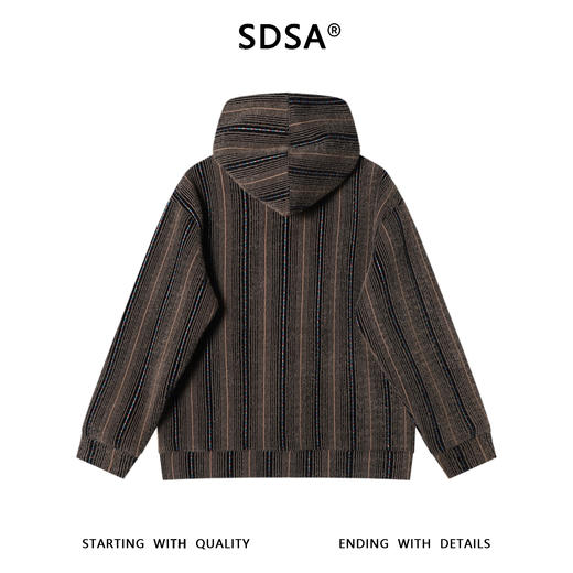 WY1312SDSA男士秋冬新款痞帅男装简约绒毛竖纹彩色抽绳连帽卫衣百搭时尚 商品图5