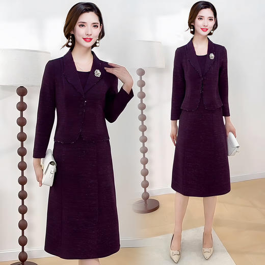 QYM 25AS16法式假两件连衣裙气质小西装婚宴连衣裙 商品图1