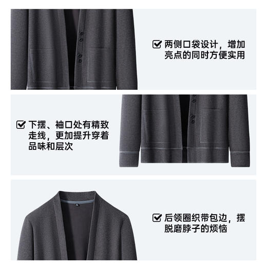 【棉毛衫针织开衫】占姆士男士V领开衫常规衫质感毛衣秋冬厚款保暖 商品图4