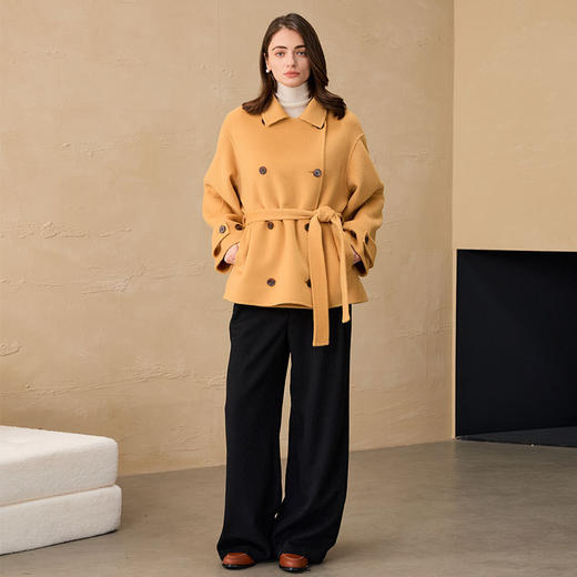 GZ241062 2025秋冬韩系小个子大衣休闲毛呢大衣短款外套羊毛双面毛呢大衣女 商品图2