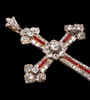 独角鹿西洋古董1850-1870年代欧洲出品黄金底纯银镶嵌钻石及红色珐琅十字架造型吊坠 商品缩略图5