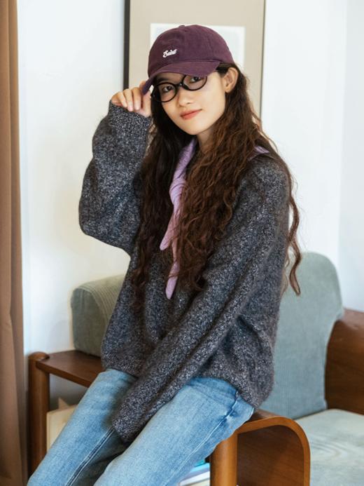 落日星河 重磅100%山羊绒圆领套头金银丝羊绒衫FCF3CST126 商品图9