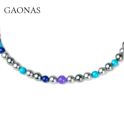 GAONAS 仿珍珠项链 多宝玲珑 秋冬贵气蓝紫色珠项链11630XB 商品图2