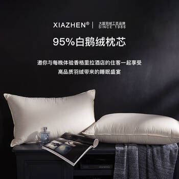霞珍羽绒枕95%白鹅绒枕头100支全棉枕芯 单只装48*74cm 商品图4