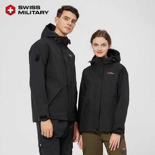 瑞士军工时尚情侣三合一冲锋衣有内胆，瑞士百年品牌‼买即赠斜挎包，石墨烯+银狐绒内胆，蓄热锁温 商品图2