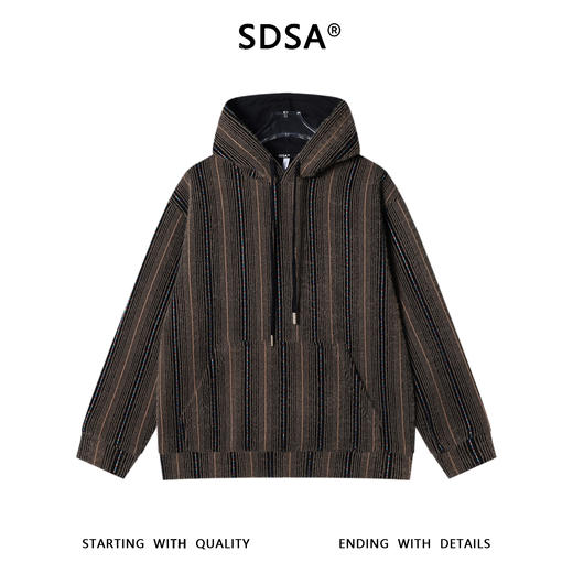 WY1312SDSA男士秋冬新款痞帅男装简约绒毛竖纹彩色抽绳连帽卫衣百搭时尚 商品图1