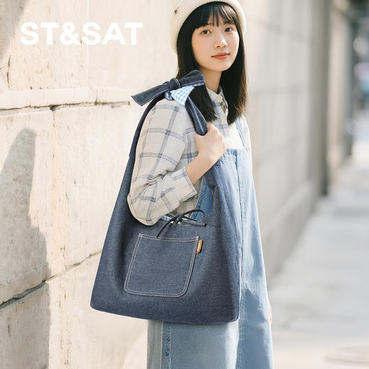 星期六休闲吸睛蝴蝶结牛仔单肩包SSD521A0F7 商品图3