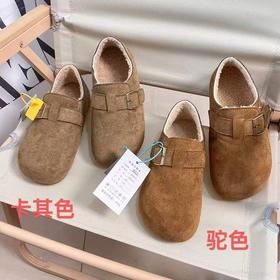 D111305冬季女士加绒加厚懒人一脚蹬休闲勃肯鞋棉鞋