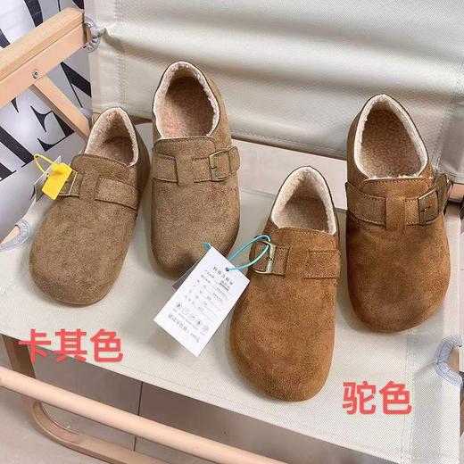 D111305冬季女士加绒加厚懒人一脚蹬休闲勃肯鞋棉鞋 商品图0