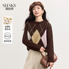 【11/14新品】熙世界miu系学院撞色菱格毛衣女25秋冬新款慵懒风正肩圆领针织衫 商品缩略图0