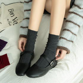 【2双装】女士双针立体抗起球羊毛堆堆袜冬季中长筒袜子【6双6折 2522807】