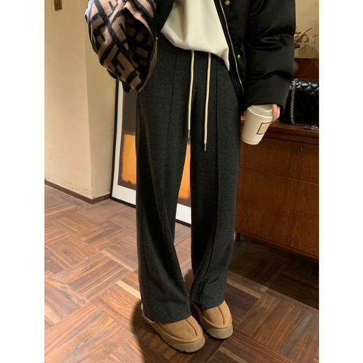 伊泺杉人字纹羊毛阔腿裤 | 触感柔软亲肤 厚实保暖 时髦显瘦 常规款/加绒款 商品图1