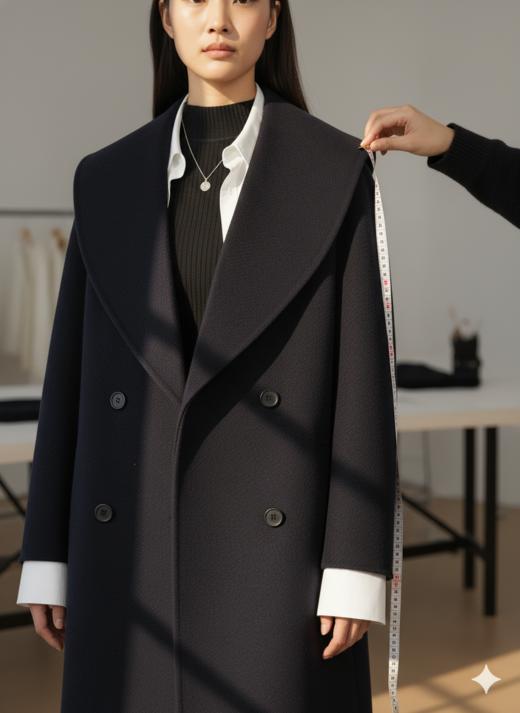 青果领双面手工中长大衣 商品图3