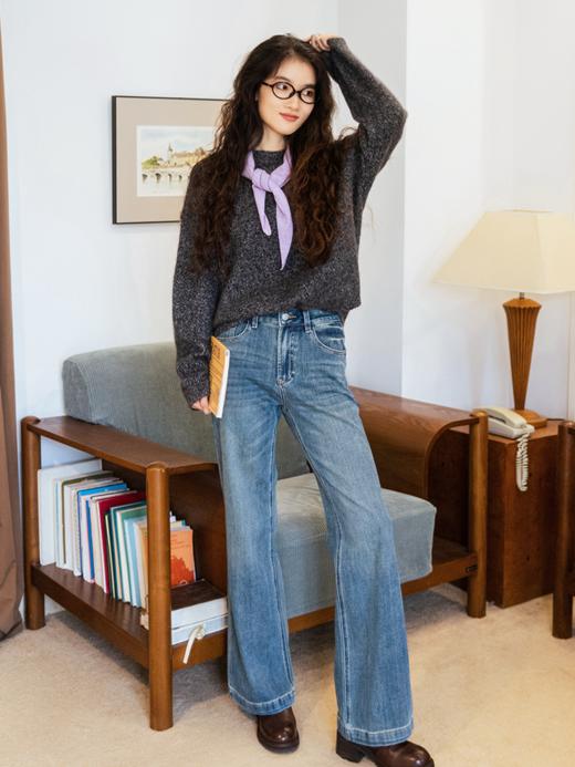 落日星河 重磅100%山羊绒圆领套头金银丝羊绒衫FCF3CST126 商品图8