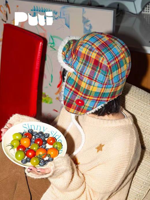 4楼Eubelle欧蓓 puui秋冬复古雷锋帽格纹滑雪帽 毛绒保暖护耳帽防寒 活动价：128元 商品图2