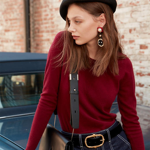 疗愈羊绒| 秋冬 圆领羊绒女套衫  DSF13W008N 商品图6