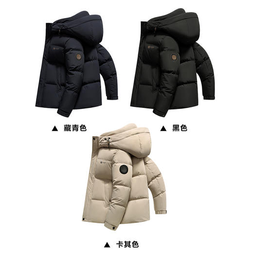 半身缘男装 冬季前胸字母松紧袖防风门襟印花羽绒服2527 商品图2