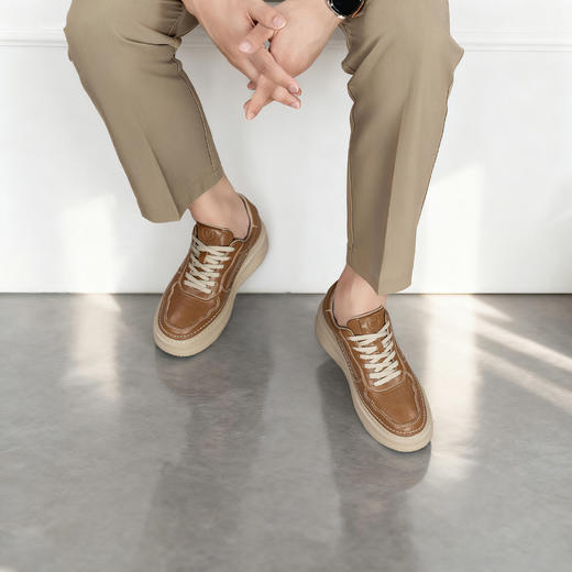 舒乐高男鞋隐形内增高8cm复古休闲鞋男款板鞋男透气小众 商品图3