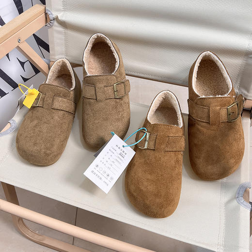 D111305冬季女士加绒加厚懒人一脚蹬休闲勃肯鞋棉鞋 商品图1