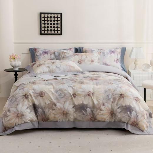 【春上新】10楼 恐龙 全棉数码印花贡缎磨毛四件套-柳烟偎梦-米 200*230cm/220*240cm  吊牌价2580-2680元    活动价699-799元 商品图0