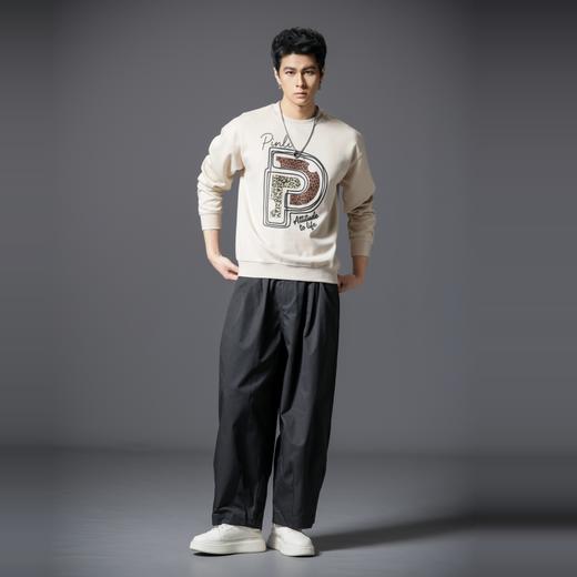 PINLI品立2025秋冬新款潮牌字母印花圆领卫衣男宽松套头休闲上衣BG253109016 商品图4