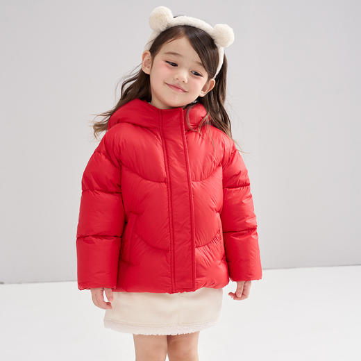 笛莎Deesha 2025冬季女童甜美可爱蓄热三防连帽短款羽绒服 商品图0