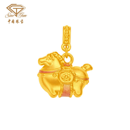 黄金萌趣唐马吊坠 生肖马足金吊坠 商品图11