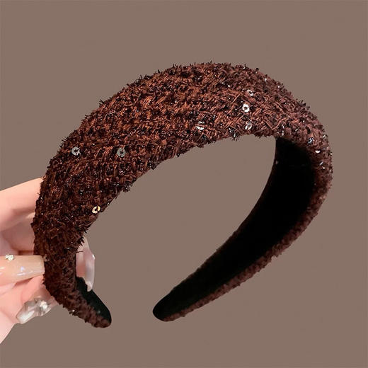 小香风优雅复古细闪宽边发箍-纪念日百货门店同款167295592 商品图3