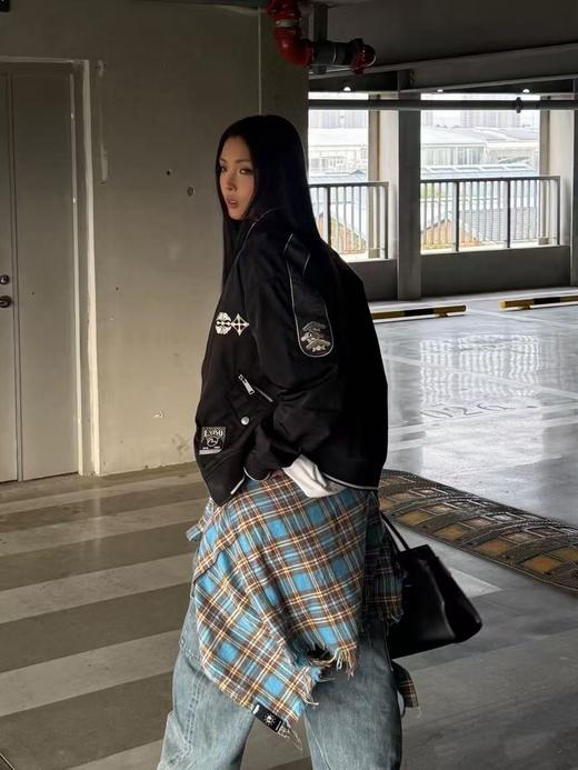 D111370秋冬季新品男士仙鹤嵌条大M棒球服通勤夹克外套棉服 商品图8