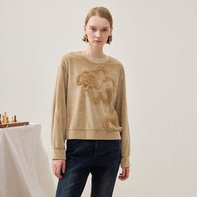 谜底短款卫衣长袖2025年冬季新品软糯斑驳绣花微落肩女254MV1502